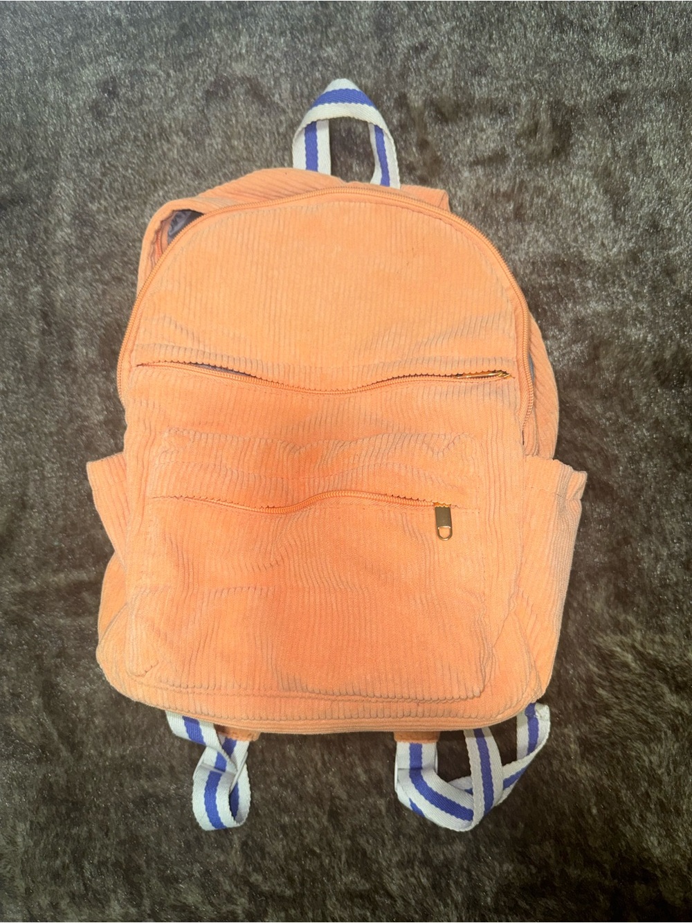Peach Corduroy Mini Backpack